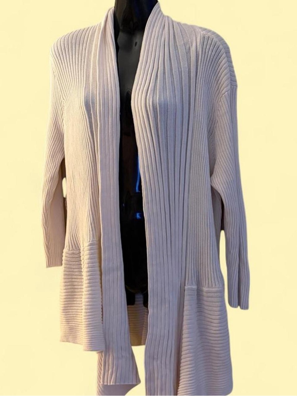 Truth + Style Pale Pink Ribbed Open-Front Cardigan